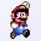 TASHKENT, UZBEKISTAN - NOVEMBER 9, 2020: Super Mario World pixelated retro video game. Mario character. Pixel art vector