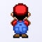 TASHKENT, UZBEKISTAN - NOVEMBER 9, 2020: Super Mario World pixelated retro video game. Mario character. Pixel art vector