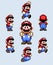 TASHKENT, UZBEKISTAN - NOVEMBER 9, 2020: Super Mario World pixelated retro video game. Mario character set of poses. Pixel art