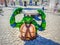 Tashkent, Uzbekistan, September 2019, Teenage mutant ninja turtles figures Leonardo in Culture and Leisure Park Ashgabat