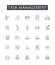 Task management line icons collection. Time management, Project planning, Duty assignment, Responsibility tracking