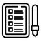 Task schedule pen board icon, outline style