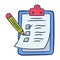 Task todo list pen clipboard job mission work duty project single isolated icon with doodle colorfull color style