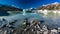 Tasman Glacier Lake with icebergs and mountains, Aoraki Mount Cook National Park, New Zealand