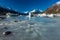 Tasman Glacier Lake with icebergs and mountains, Aoraki Mount Cook National Park, New Zealand