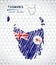 Tasmania vector map with flag inside isolated on a white background. Sketch chalk hand drawn illustration