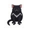 Tasmanian devil. Australian animal with black fur and white patch on chest. Fauna theme. Detailed flat vector icon