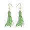 Tassel, Bright Earrings set of Green color, Summer fashion. Accessories Fringe earring. Realistic vector illustration