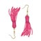 Tassel, Bright Earrings set of red color, Summer fashion. Accessories Fringe earring. Realistic vector illustration