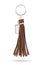 Tassel key ring isolated on white background. Fashion leather key chain for decoration. Clipping paths object