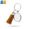 Tassel key ring isolated on white background. Fashion leather key chain for decoration. Clipping paths object