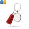 Tassel key ring isolated on white background. Fashion leather key chain for decoration. Clipping paths object