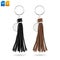 Tassel key ring isolated on white background. Fashion leather key chain for decoration. Clipping paths object