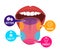 Taste areas of human tongue vector illustration