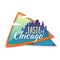 Taste of Chicago banner. Flat town with title