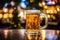 Taste of Oktoberfest: Glass of Beer on Blurred Bokeh Background - Generative AI