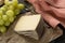 Tasting of ancient french demi soft cheese Tomme from French Alp