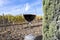 Tasting of red sangiovese wine with typical hilly vineyards and cypress tree on background near Montepulciano, Tuscany, Italy