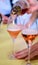 Tasting of sparkling rose wine with bubbles champagne on summer festival route of champagne in Cote des Bar, Champagne region,
