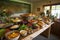 tasting table, filled with delicious and diverse foods sourced from local farms