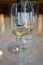 Tasting of white dry chablis wine in small winery in Chablis town, Burgundy, France