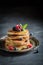 Tasty american pancakes with fresh berry fruits