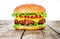 Tasty and appetizing hamburger cheeseburger