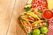 Tasty appetizing tacos with vegetables