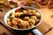 Tasty autumn recipe with gnocchi and mushrooms