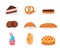 Tasty baking, pastry flat vector illustration set