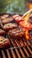 Tasty barbecue meat grills to perfection, promising a flavorful meal