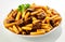 Tasty beef rigatoni Italian noodles with parsley