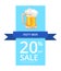 Tasty Beer 20 Off Sale on Vector Illustration