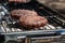 Tasty big beef steak kebab on fire on picnic