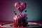 Tasty blackberry dessert in the shape of a heart for Valentine\\\'s Day