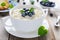 Tasty breakfast: rice pudding with blueberry