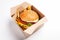 Tasty burger paper box. Generate Ai