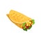 Tasty burrito with fresh vegetables and meat. Traditional Mexican dish. Fast food theme. Flat vector design for cafe or