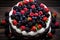 Tasty cake with berries Close up homemade cake with berries Yummy Delicious Dessert