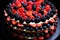 Tasty cake with berries Close up homemade cake with berries Yummy Delicious Dessert