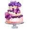 Tasty cake with fruits in a watercolor style isolated. Aquarelle sweet dessert Watercolour drawing fashion aquarelle