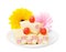 Tasty cakes with flowers