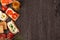 Tasty canapes food border background