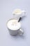 Tasty Cappuccino Cup of Cappuccino Coffee Milk Cream Vertical Blue Background