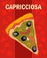 Tasty Capricciosa Pizza Slice Flat Vector Poster