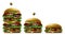 Tasty cartoon different burgers with olive and sesame set