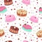 Tasty Celebratory Cakes Vector Seamless Pattern