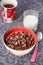 Tasty chocolate cornflakes in thel bowl