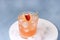 Tasty Cold Wet Drinking Glass With Fresh Grapefruit Summer Alcohol Cocktail Grapefruit Juice Ice Blue Background Horizontal Above