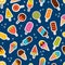 Tasty colorful ice cream seamless pattern. Sweet summer background. Stickers. Cute fabric print, wrapping paper